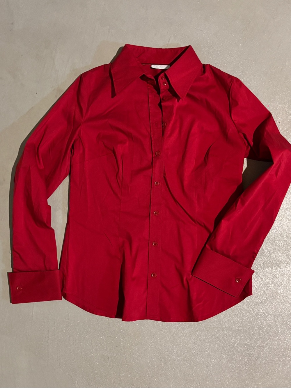 New York & Company Red Long-Sleeve Dress Shirt